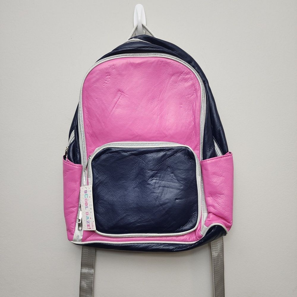 Danbar Scool Daze Pink Blue Backpack‎ Faux Leather Feel.
